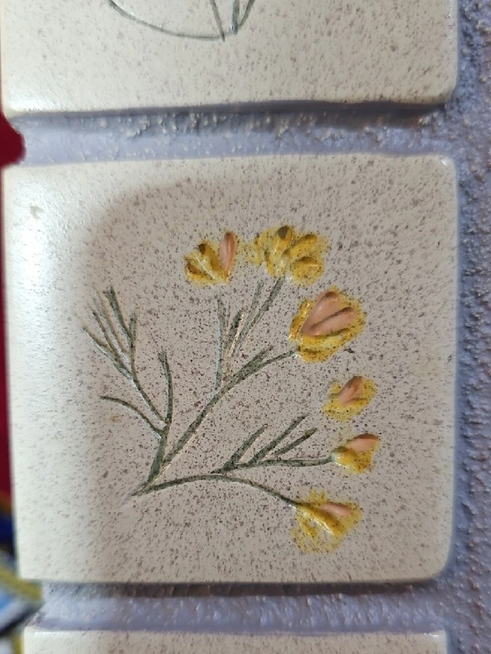 Handpainted Floral Ceramic Tile Inlay Photo Picture Frame
